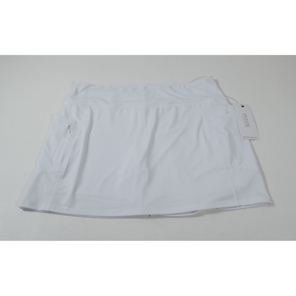 RBX Skort Womens Large White CR5212R2 Active Performance Mesh Zipper Pocket